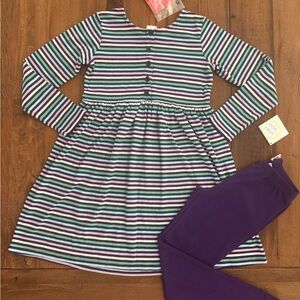 NEW WITH TAGS Hanna Andersson Girl Dress and Leggings Set size 130 (8-10 years)